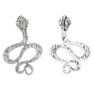 Bronze Snake Stud Earring Bases 17x24mm 10 Pairs Rhodium Plated