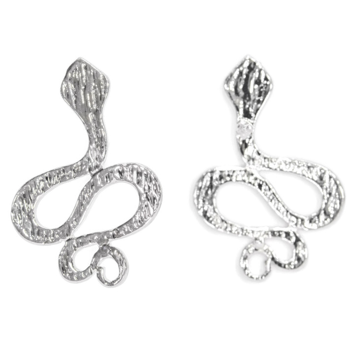 Pendientes Bronce Serpiente Bases 17x24mm 10 Pares Rodio