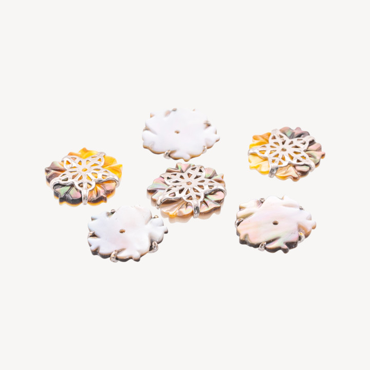 Componente Madreperla Con Foro E Argento 925 6pz