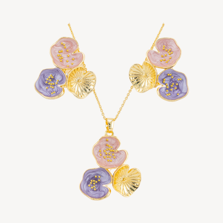 Parure Bijoux Smaltato Collezione Isabella 1pz Ninfa Viola, Rosa e Dorato