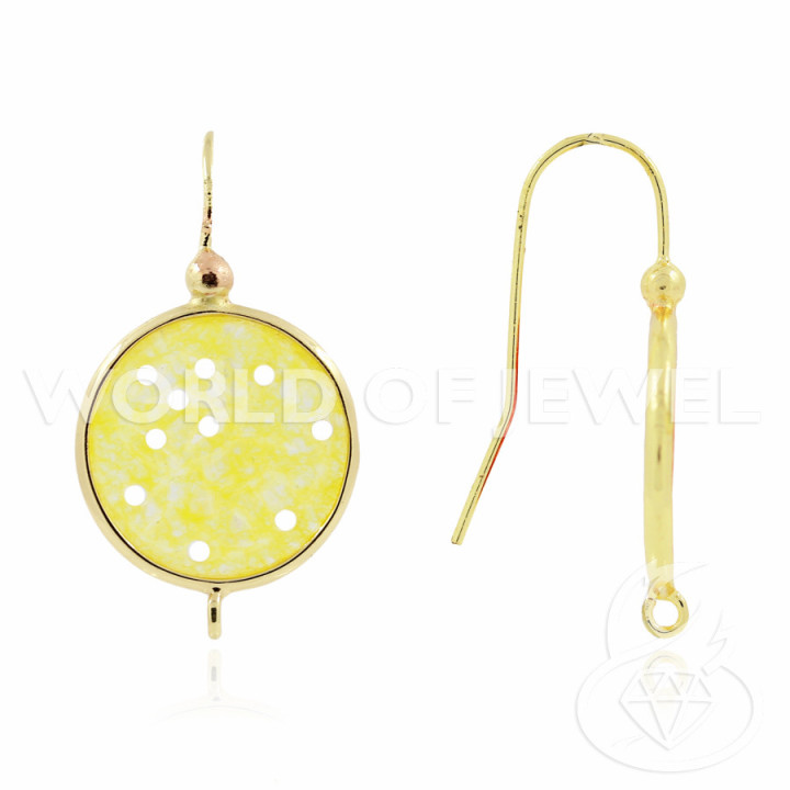 Basi Per Orecchini Di Ottone Con Piastrina Di Giada Burma 17x30mm 5 Paia Giallo E Dorato
