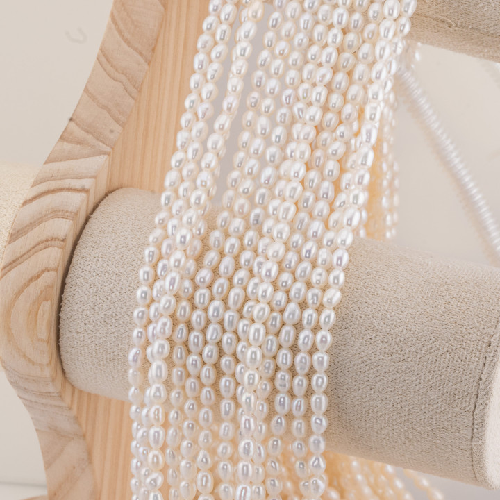 Perle Di Fiume Microperle Chicco Di Riso 3,8-4,2mm AAA Bianco