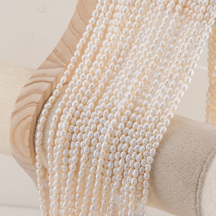 Perle Di Fiume Microperle Chicco Di Riso 3,2-3,6mm AAA Bianco