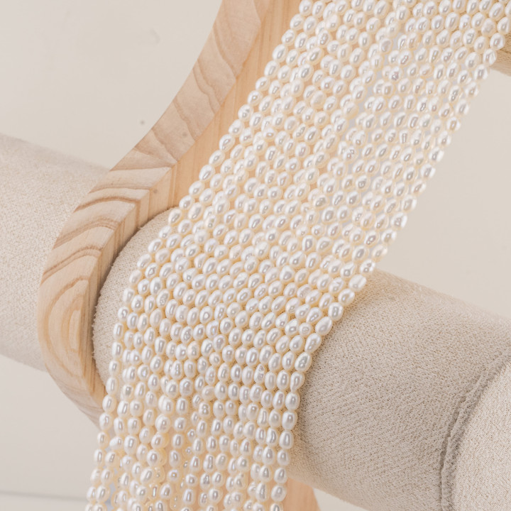 Perle Di Fiume Microperle Chicco Di Riso 3,0-3,5mm AAA Bianco