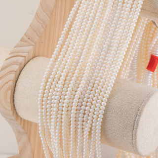 Perle Di Fiume Tonde 3,2-3,6mm AA+ Bianco