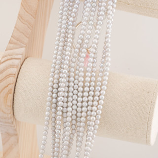 Perle Di Fiume Tonde 3,5-4,0mm AAA  Grigio