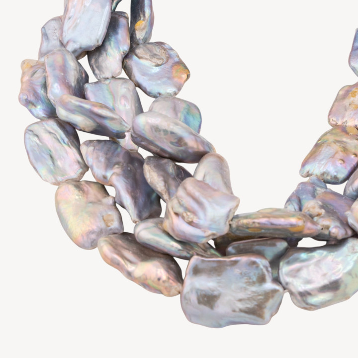 Perle Di Fiume Barocche Piatte Grigie