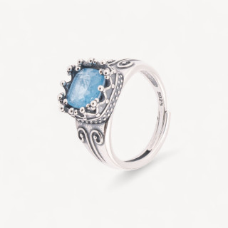 Anello Gioiello In Argento 925 Microfuzione Regale Con Zircone Misura Regolabile MOD4474 Blu