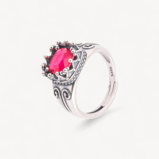 Anello Gioiello In Argento 925 Microfuzione Regale Con Zircone Misura Regolabile MOD4474 Rosso