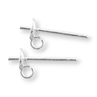Base Per Orecchini Di Argento 925 Perno Con Anellino 4mm 10 Paia Argentato