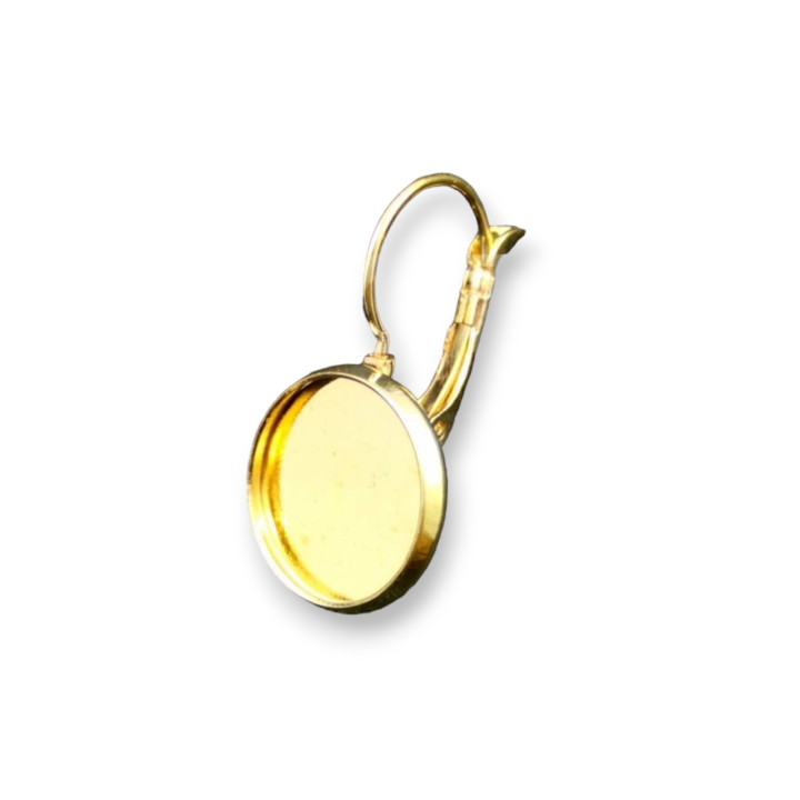 Base Per Orecchini Di Ottone A Monachella Chiusa Con Castone Interno 14mm Bordo 2mm 12 Paia Dorato