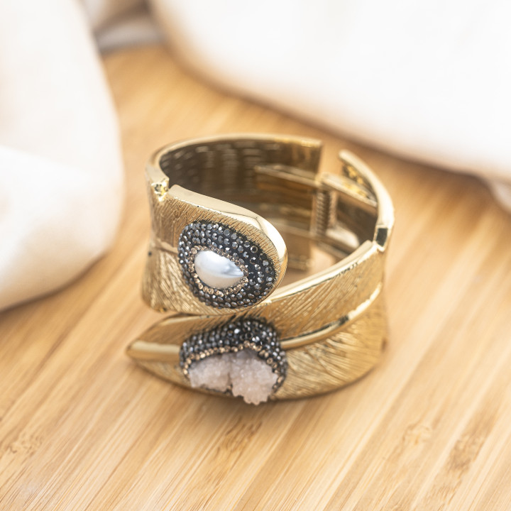 Bracciale in Bronzo Con Pietre e Marcasite Dorato MOD.587