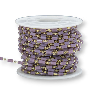 Catena Rosario Con Cristalli Cilindro e Ottone 2,5mm 1 Metro Glicine