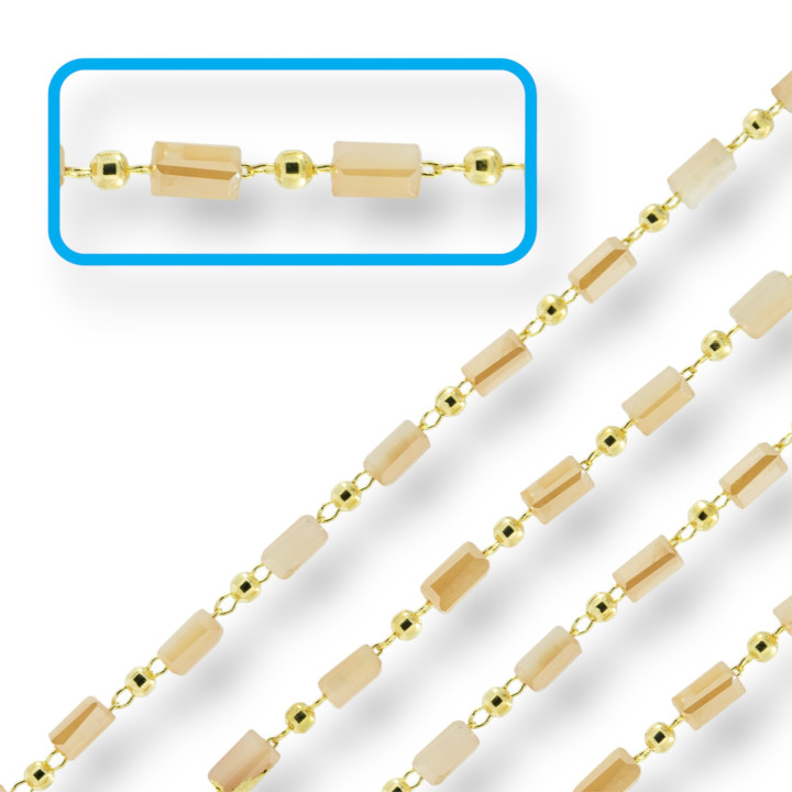 Catena Rosario Con Cristalli Cilindro e Ottone 2,5mm 1 Metro Pesca