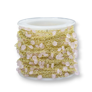 Catena Rosario Con Cristalli Dischi 4mm e Ottone 10 Metri Rosa