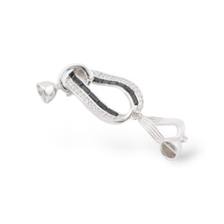 Chiusura In Argento 925 Con Zirconi E Coppetta 1pz Rodiato Nero