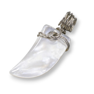 Ciondolo Pendente Di Argento 925 A Corno Di Madreperla 16x43mm