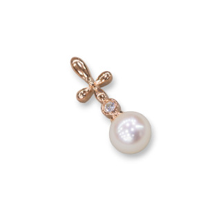 Ciondolo Pendente Di Argento 925 Con Perle Di Fiume 7x21mm Oro Rosa
