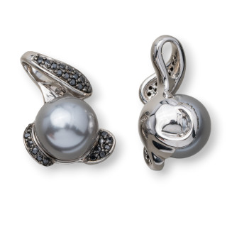 Ciondolo Pendente Di Argento 925 Con Perle Di Maiorca 17x40mm