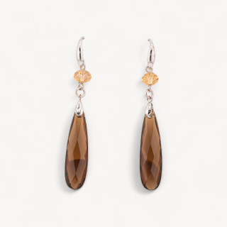 Orecchini Di Argento 925 A Monachella Con Zirconi Champagne E Fumè 9x69mm