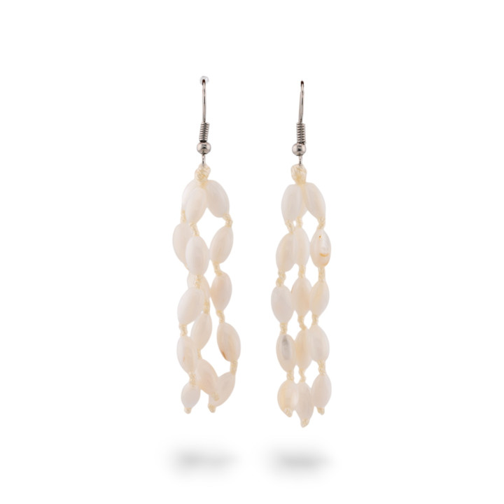 Orecchini Di Bronzo A Monachella Con Madreperla 20x60mm MOD7