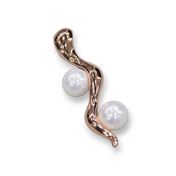 Pendente Di Argento 925 Con Perle Di Maiorca 10x30mm