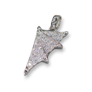Pendenti Ciondolo Di Argento 925 Con Zirconi - Ala 14x28mm
