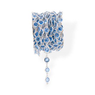 Catena Rosario Di Ottone Con Occhio Di Gatto Cabochon 7,5mm 5 Metri Rodiato Opale Blu