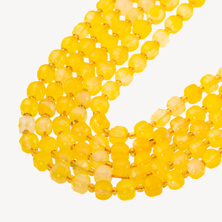 Agata Gialla Taglio Rigido Cubo Sfaccettato 8mm