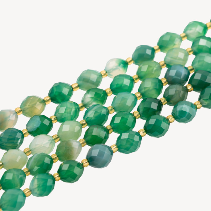 Agata Striata Verde Taglio Rigido Oliva Sfaccettata 8x10mm
