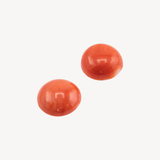 Cabochon di Corallo Rosso Italiano Naturale Premium Bottone 11x4,5mm 2pz