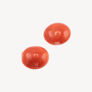 Cabochon di Corallo Rosso Italiano Naturale Premium Bottone 12,5mm 2pz