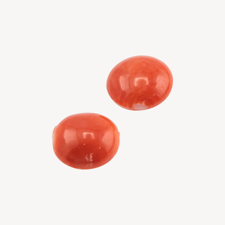 Cabochon di Corallo Rosso Italiano Naturale Premium Bottone 12,5mm 2pz