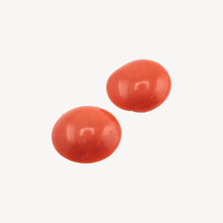 Cabochon di Corallo Rosso Italiano Naturale Premium Bottone 12mm 2pz