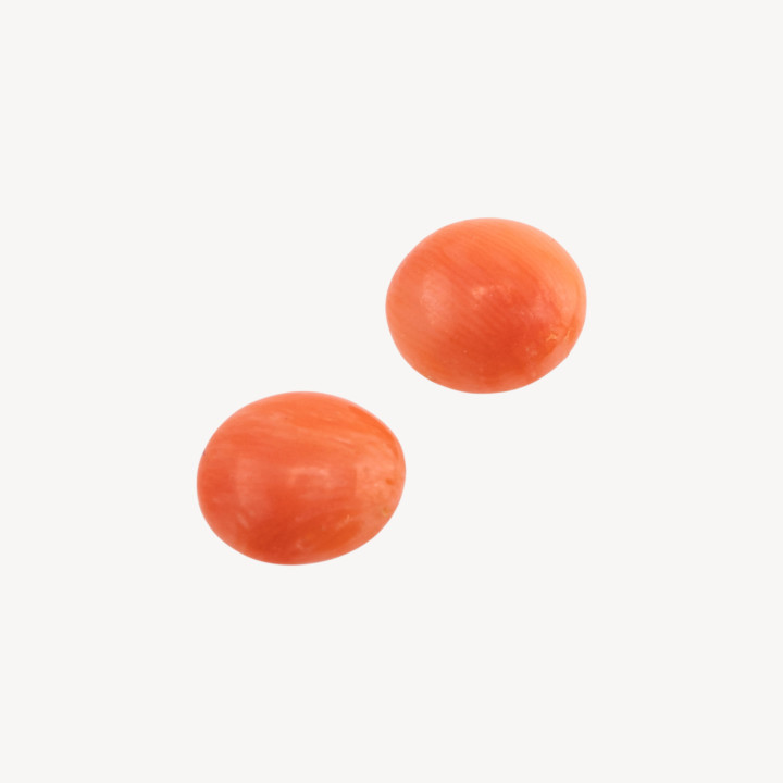 Cabochon di Corallo Rosso Italiano Naturale Premium Bottone 9x5mm 2pz