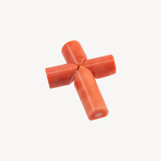 Cabochon di Corallo Rosso Italiano Naturale Premium Croce 19x22mm 1pz