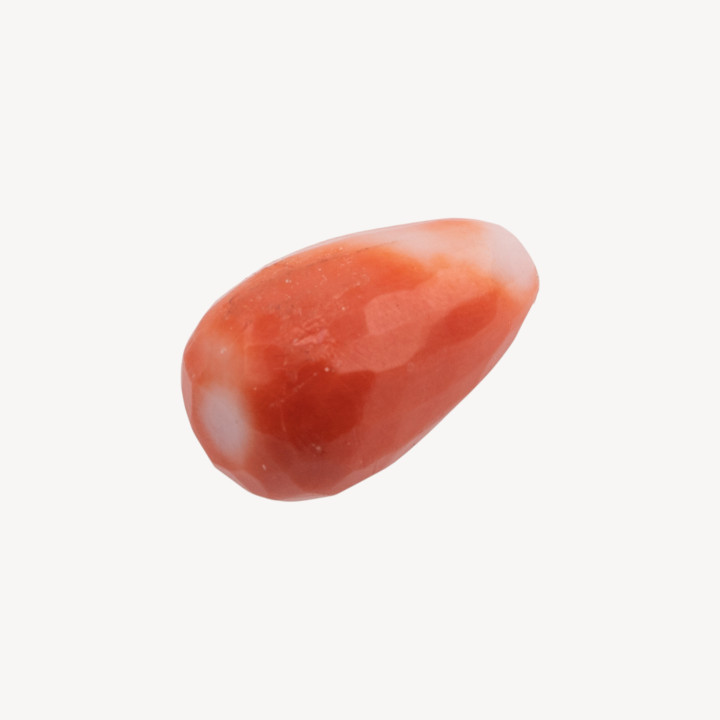 Cabochon di Corallo Rosso Italiano Naturale Premium Goccia Sfaccettata 10,5x17mm 1pz