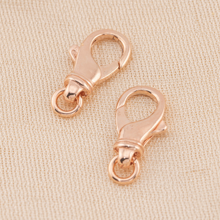 Chiusura In Argento 925 Moschettone a Gancio 2pz Oro Rosa