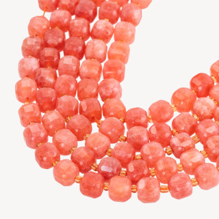 Giada Taglio Rigido Cubo Sfaccettato 10mm Arancio Pesca