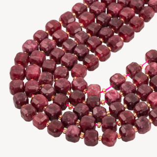 Giada Taglio Rigido Cubo Sfaccettato 10mm Rosso Intenso