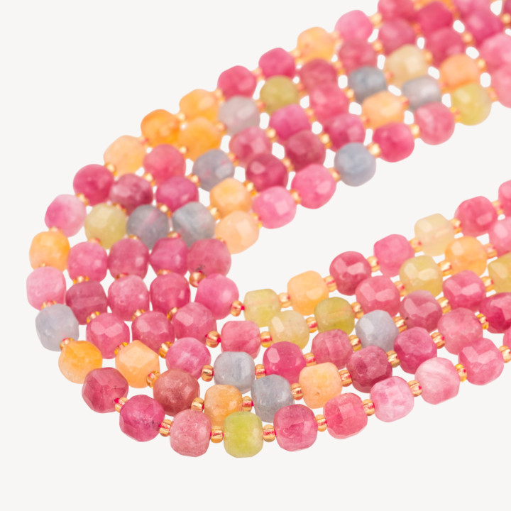 Giada Taglio Rigido Cubo Sfaccettato 8mm Tormalina Chiara