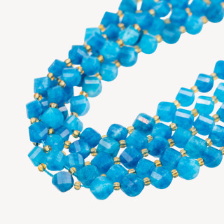 Giada Taglio Rigido Oliva Twist Sfaccettata 6mm Blu