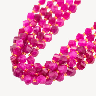 Giada Taglio Rigido Oliva Twist Sfaccettata 6mm Fucsia