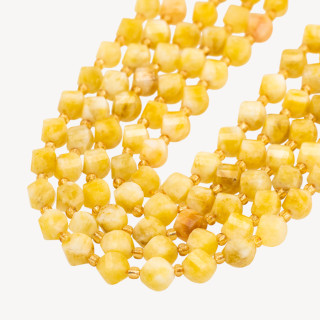 Giada Taglio Rigido Oliva Twist Sfaccettata 6mm Gialla