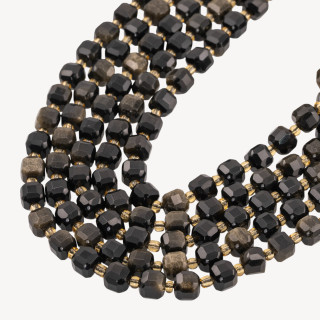 Ossidiana Dorata Taglio Rigido Cubo Sfaccettato 8mm