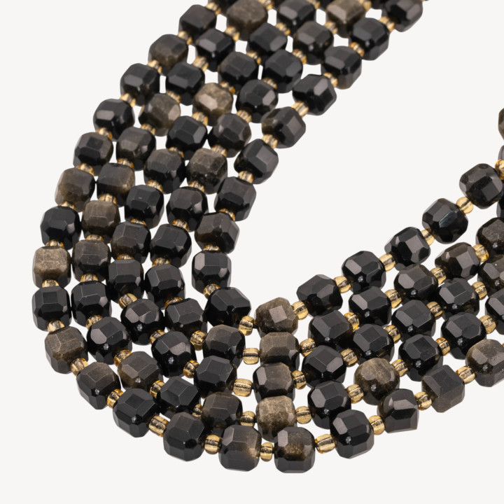 Ossidiana Dorata Taglio Rigido Cubo Sfaccettato 8mm