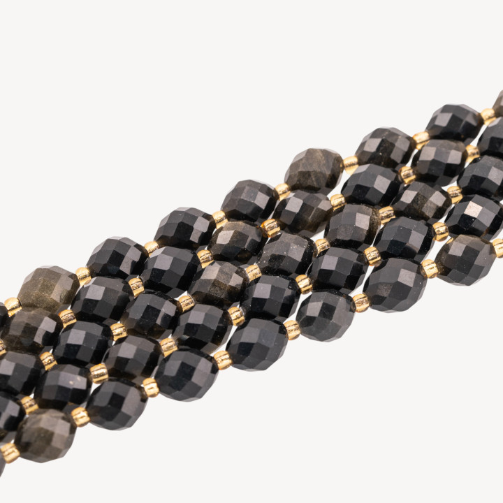 Ossidiana Dorata Taglio Rigido Oliva Sfaccettata 9x12mm