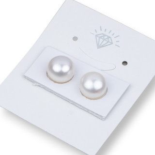 Perle Di Fiume Bottoni Cabochon 1 Foro  (AAAA) 10,0-10,5mm 1 Paia Bianco