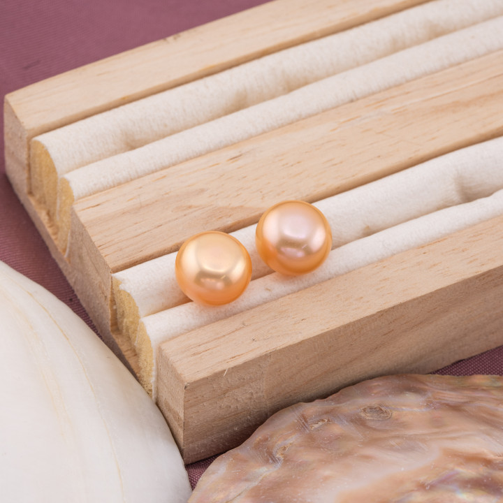 Perle Di Fiume Bottoni Cabochon 1 Foro  (AAAA) 10,0-10,5mm 1 Paia Rosa