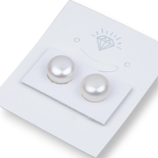 Perle Di Fiume Bottoni Cabochon 1 Foro  (AAAA) 10,5-11,0mm 1 Paia Bianco